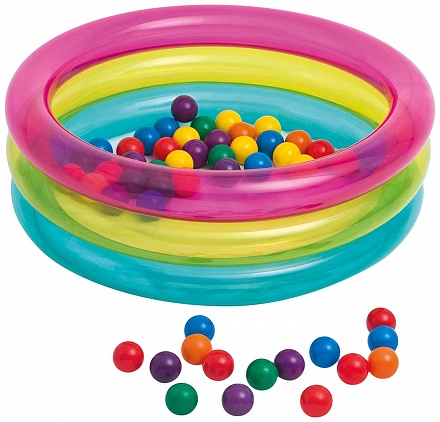 Надувной бассейн для детей с шариками классический 86 х 25 см. 1-3 года 